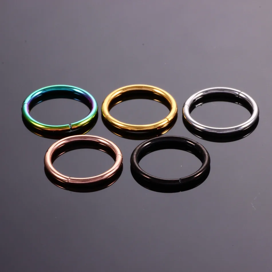 1PC 힌지 세그먼트 코 후프 링 여성 외과 강철 코 링 Septum Clicker 링 귀 Daith 후프 귀걸이 피어싱 쥬얼리