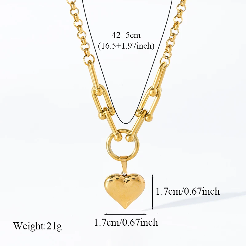 여성을위한 EILIECK 316L 스테인레스 스틸 하트 러브 펜던트 목걸이 패션 18K 골드 도금 목 체인 방수 보석 선물