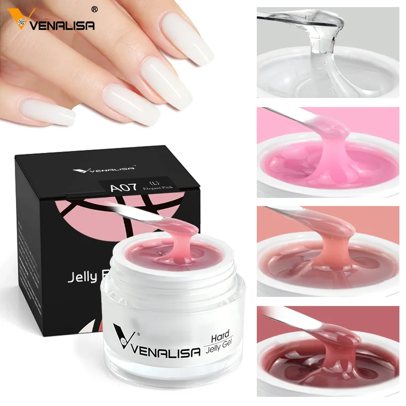 50ml 하드 젤리 네일 익스텐션 젤 네일 빌더 아트 프렌치 네일 껌 Venalisa Clear Natural Color Soak Off UV 건설 젤