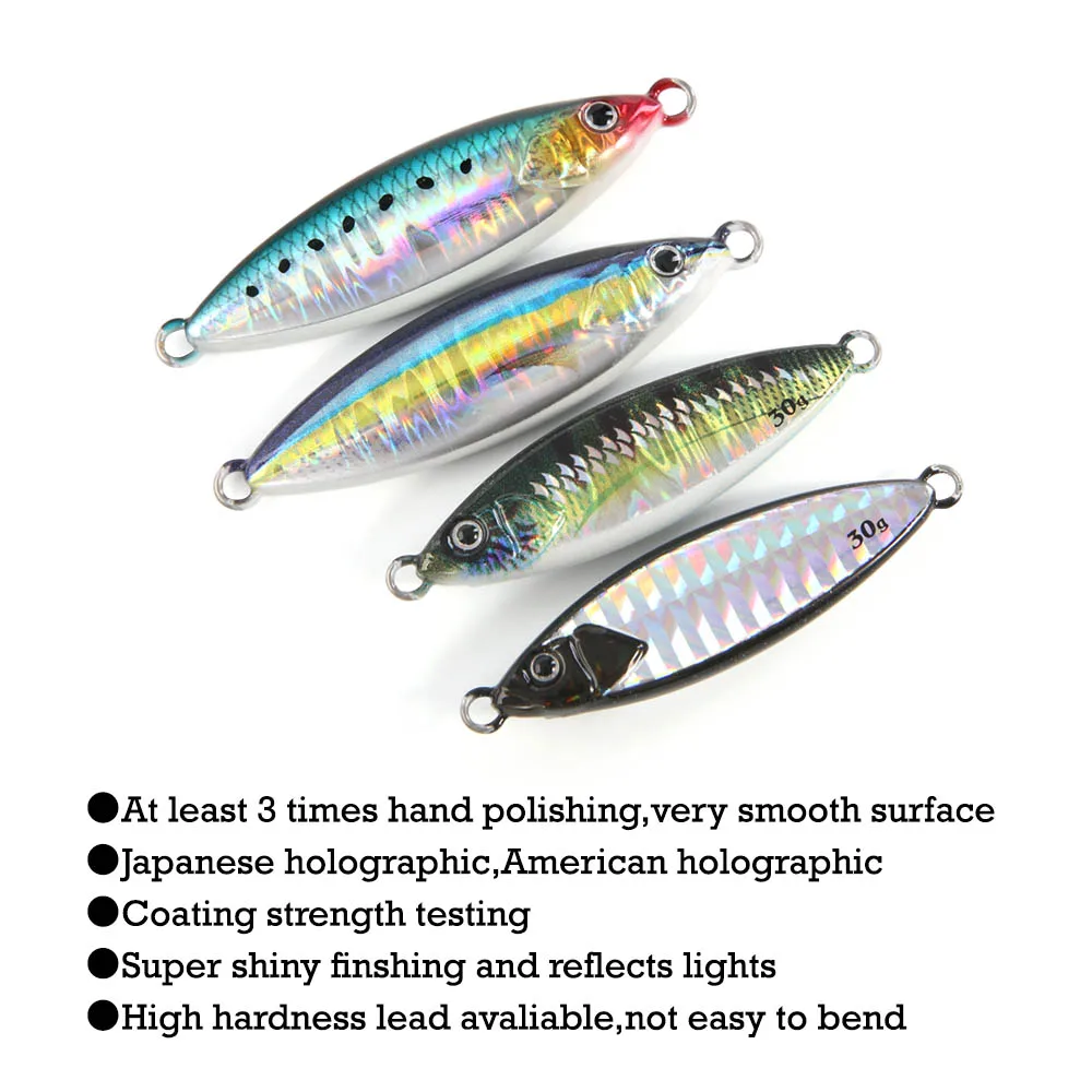 FSTK 새로운 글로우 낚시 루어 캐스팅 Tuna15g30g40g60g 느린 피치 지그 Sea Bass Salterwater 해안 인공 미끼 (보조 후크 포함)