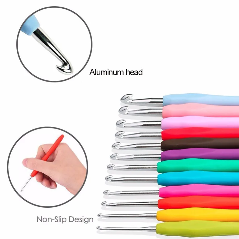 KOKNIT 1pcs 크로 셰 뜨개질 후크 믹스 크기 1.0mm ~ 10.0mm 소프트 핸들 뜨개질 후크 바늘 DIY 공예 원사 바느질 바늘 엄마 선물