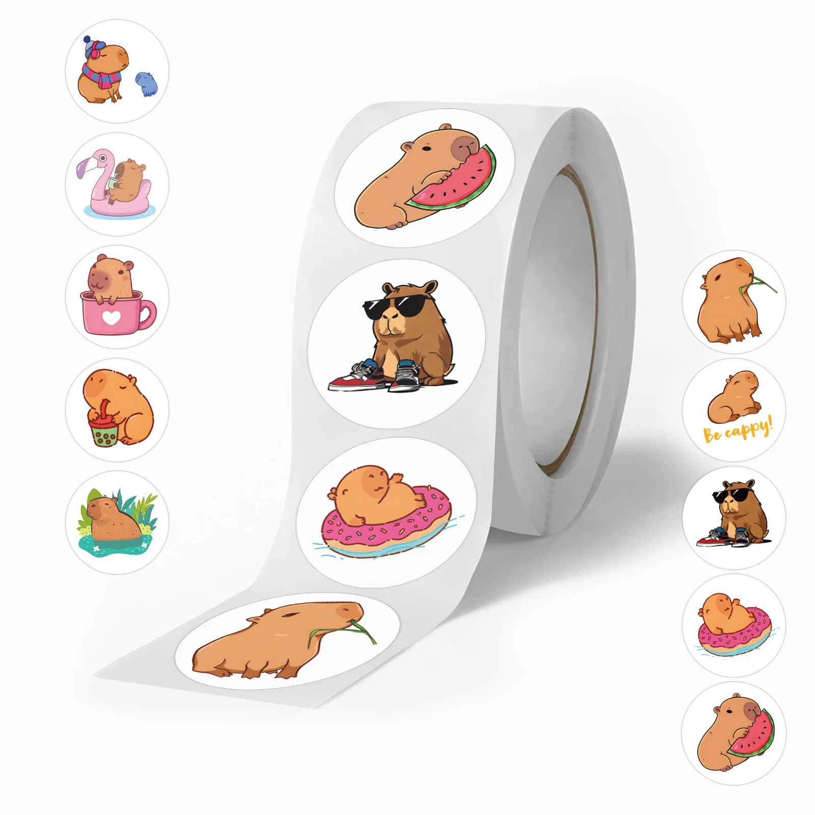100-500pcs 귀여운 통통한 Capybara 만화 갈색 동물 스티커 DIY 스크랩북 전화 보상 인감 라벨 벽 스티커 아이 장난감