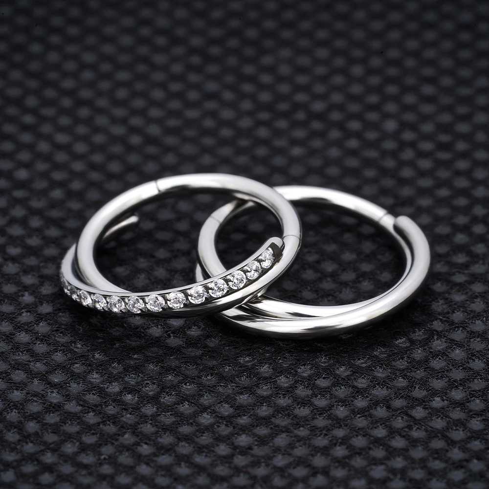 G23 티타늄 코 링 리모콘 귀 연골 Tragus Helix Daith 라운드 귀걸이 고리 CZ 16G 힌지 세그먼트 바디 피어싱 쥬얼리