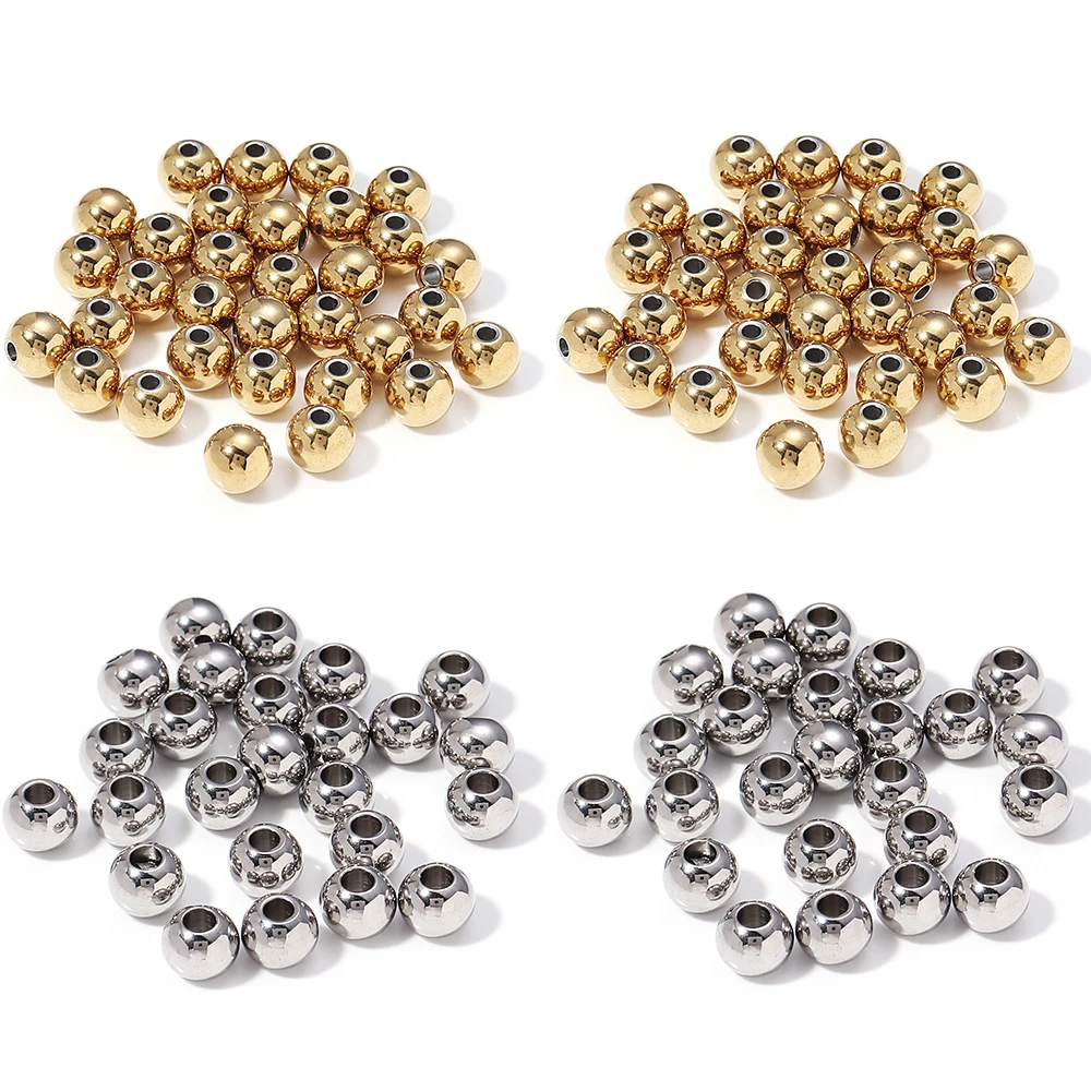 2mm 3mm-10mm 스테인레스 스틸 비즈 쥬얼리 만들기 느슨한 스페이서 비즈 볼 구멍 1.2-5mm 팔찌 쥬얼리 구성 요소 DIY