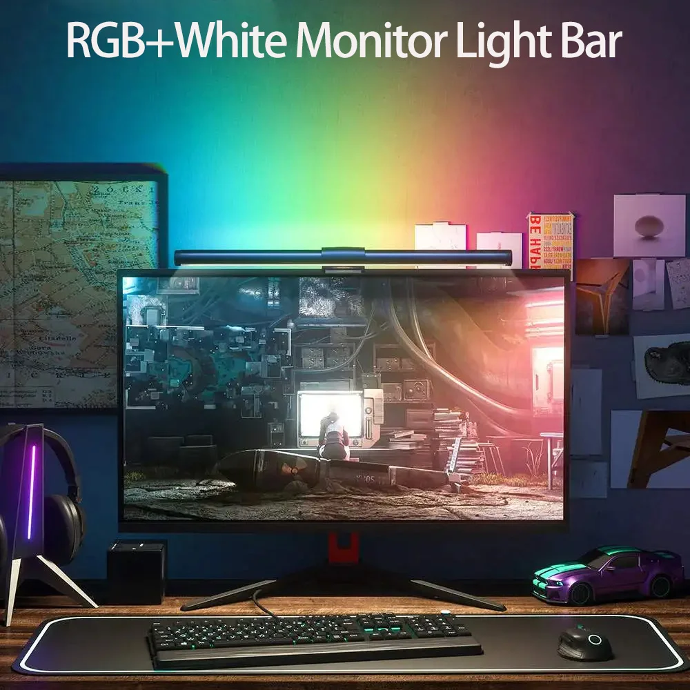 RGB 데스크탑 분위기 조명 스트립, LED 눈 보호 학습 독서 행잉 램프, PC 디스플레이 스크린 조명, 야간 조명 title=RGB 데스크탑 분위기 조명 스트립, LED 눈 보호 학습 독서 행잉 램프, PC 디스플레이 스크린 조명, 야간 조명 
