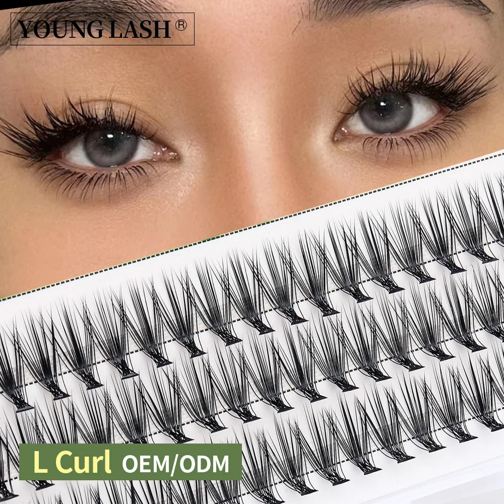 YOUNG LASH 20D L 컬 클러스터 속눈썹 연장 자연 소프트 개별 속눈썹 메이크업 도구 섬모 볼륨 미리 만들어진 팬