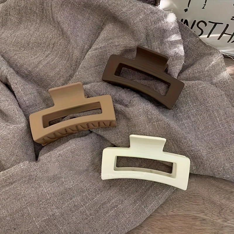 4pcs 세트 여성 헤어 클로 간단한 스타일 솔리드 컬러 큰 머리 클로 클립 스퀘어 헤어 클립 직사각형 패션 헤어 액세서리