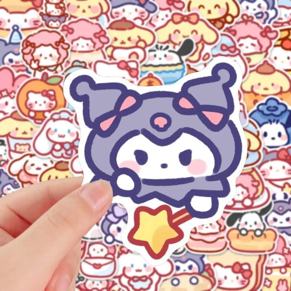 귀여운 만화 Sanrio 스티커 100pcs 내 멜로디 Kuromi 핸드백 장식 스티커 Cinnamoroll 어린이 선물 스티커 가방