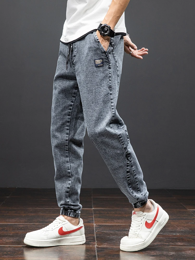 봄 여름 블랙 블루 카고 청바지 남성 streetwear 데님 조깅 바지 남성 헐렁한 하렘 진 바지 플러스 사이즈