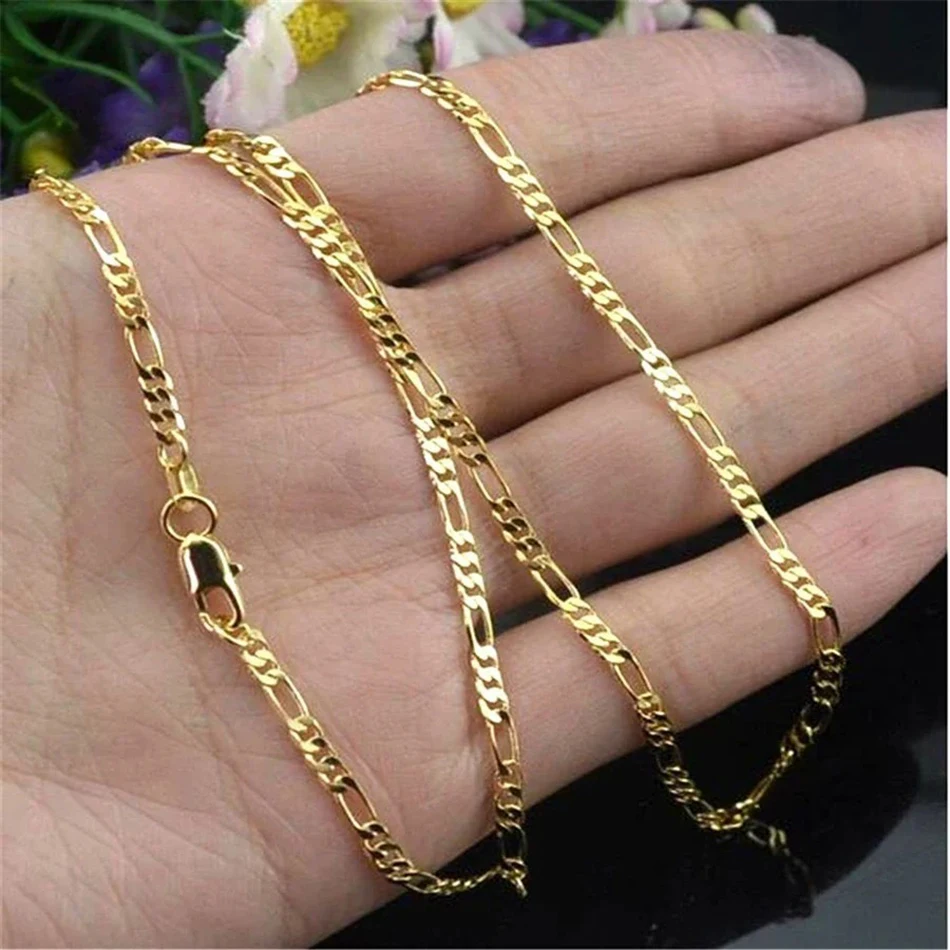 여성을위한 절묘한 패션 18K 골드 채워진 목걸이 남성 크기 16-30 인치 보석 4mm 피가로 체인 목걸이 도매 title=여성을위한 절묘한 패션 18K 골드 채워진 목걸이 남성 크기 16-30 인치 보석 4mm 피가로 체인 목걸이 도매 