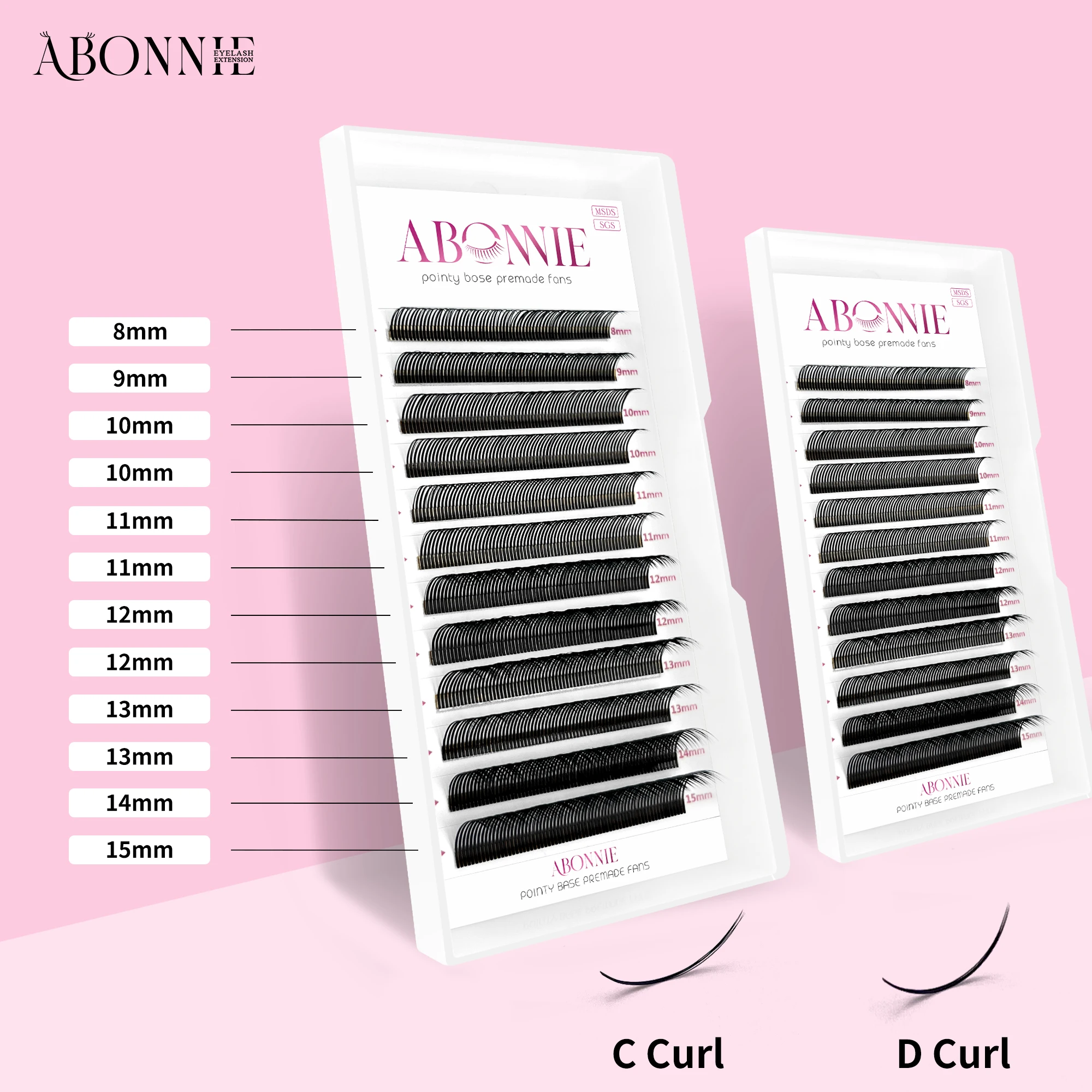 Abonnie 5D 꽃 속눈썹 스파이크 속눈썹 연장 푹신한 볼륨 팬 Wispy Lash Premade