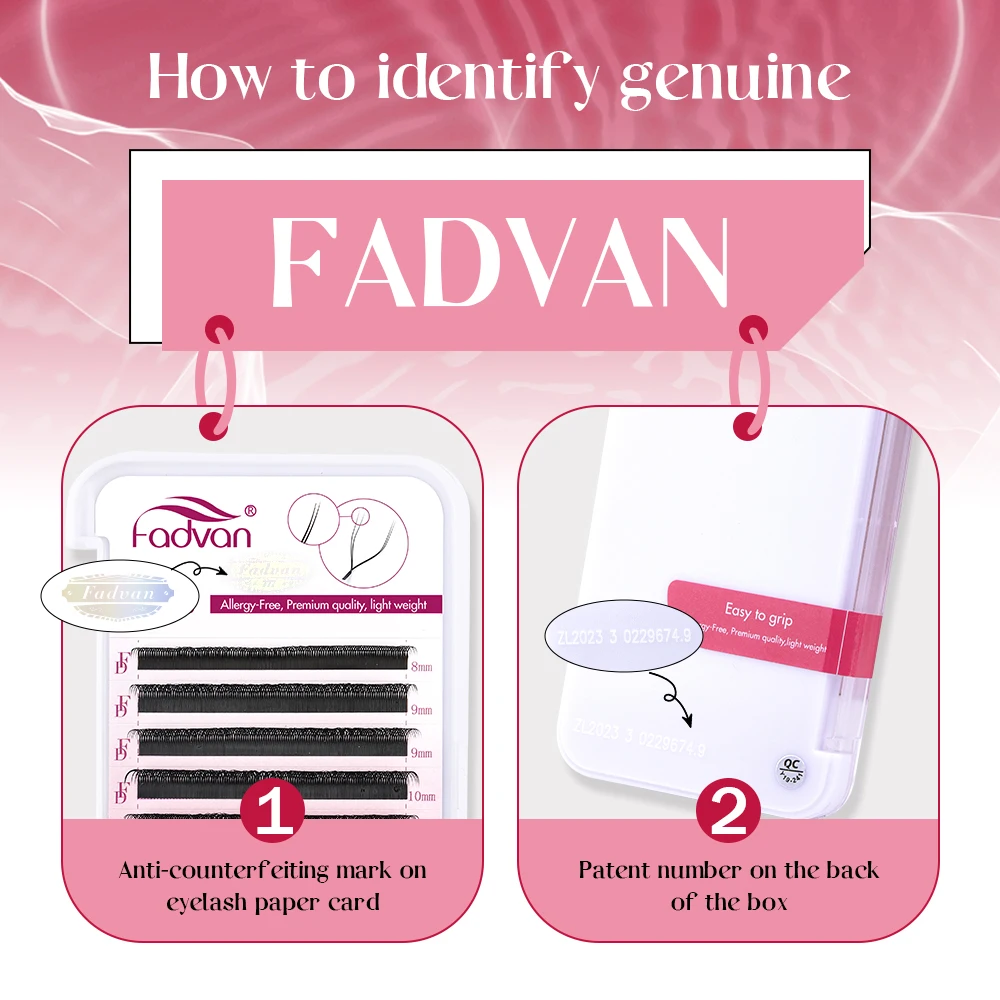 FADVAN YY 모양 속눈썹 연장 2D/3D 인조 밍크 L+/L/LU(M)/C/D/DD 8-15mm 검정/갈색 미리 제작된 팬 속눈썹 연장 분할 팁