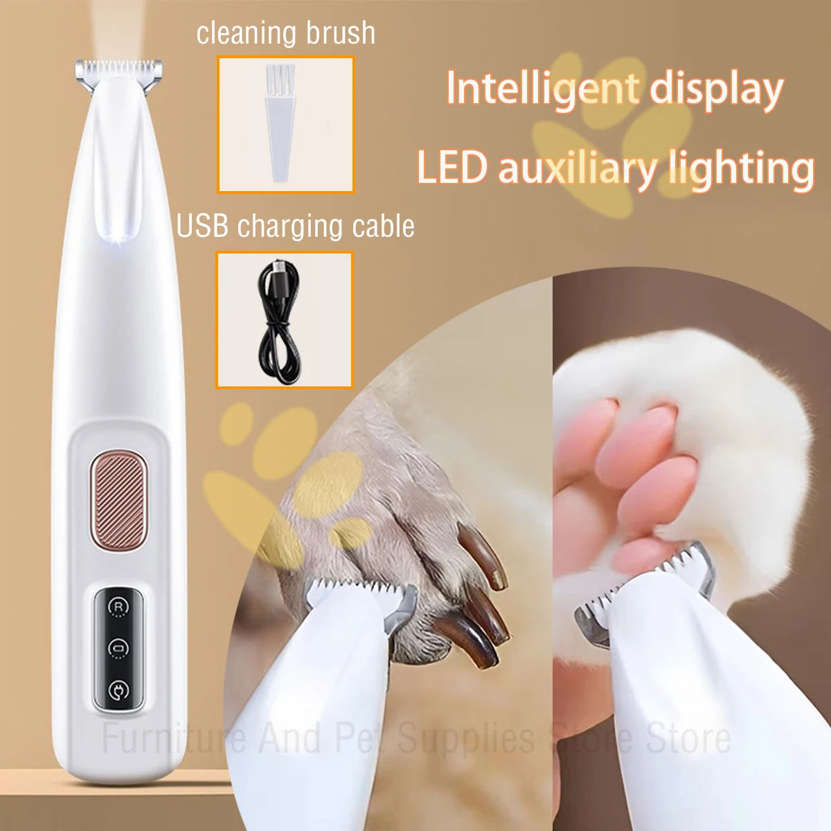 LED 빛을 가진 새로운 개 발 트리머 LED 디스플레이를 가진 완전히 방수 애완 동물 머리 트리머 손질을 위한 개 가위 18mm 넓히는 블레이드 title=LED 빛을 가진 새로운 개 발 트리머 LED 디스플레이를 가진 완전히 방수 애완 동물 머리 트리머 손질을 위한 개 가위 18mm 넓히는 블레이드 