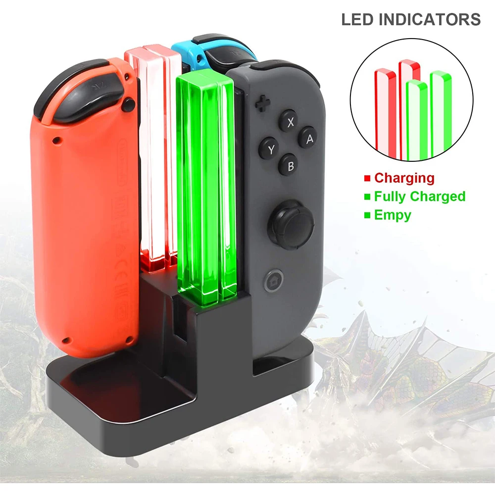 Nintend Switch 4 컨트롤러 충전기 LED 표시기 Nitendo Switch 용 충전 도킹 스테이션 Nintendoswitch NS Joy-con 액세서리