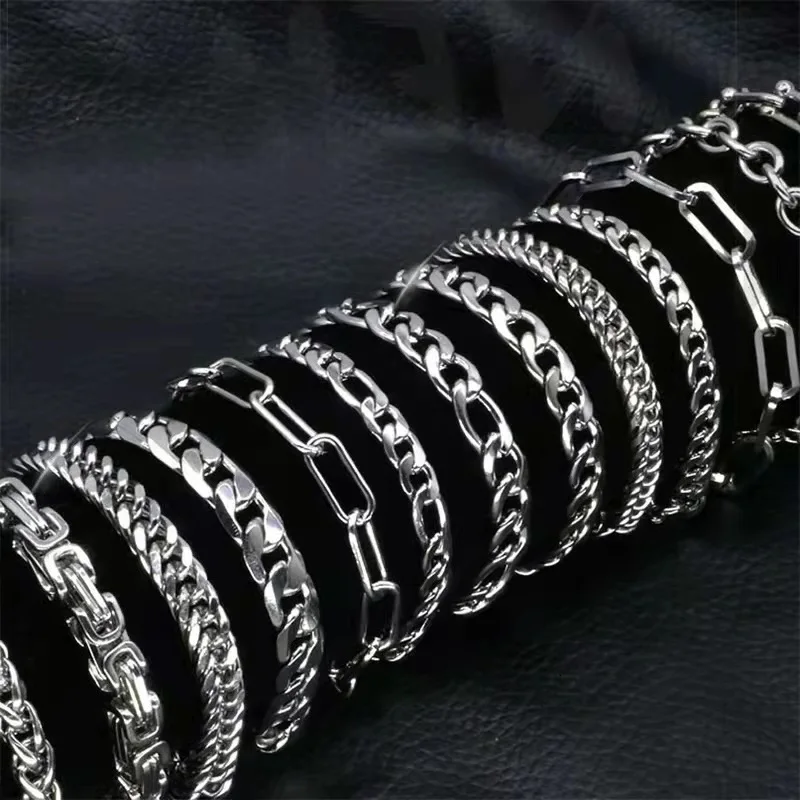 남성 여성을위한 316L 스테인레스 스틸 쿠바 체인 팔찌 피가로 빈티지 금속 바이킹 Kpop Pulseras Emo 귀여운 럭셔리 보석 선물 title=남성 여성을위한 316L 스테인레스 스틸 쿠바 체인 팔찌 피가로 빈티지 금속 바이킹 Kpop Pulseras Emo 귀여운 럭셔리 보석 선물 