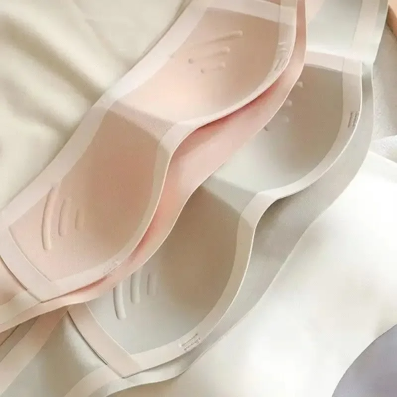 섹시한 원활한 튜브 탑 브래지어 보이지 않는 끈이 없는 브래지어 여성 속옷 얇은 미끄럼 방지 푸시 업 Bralette 무선 여성 란제리
