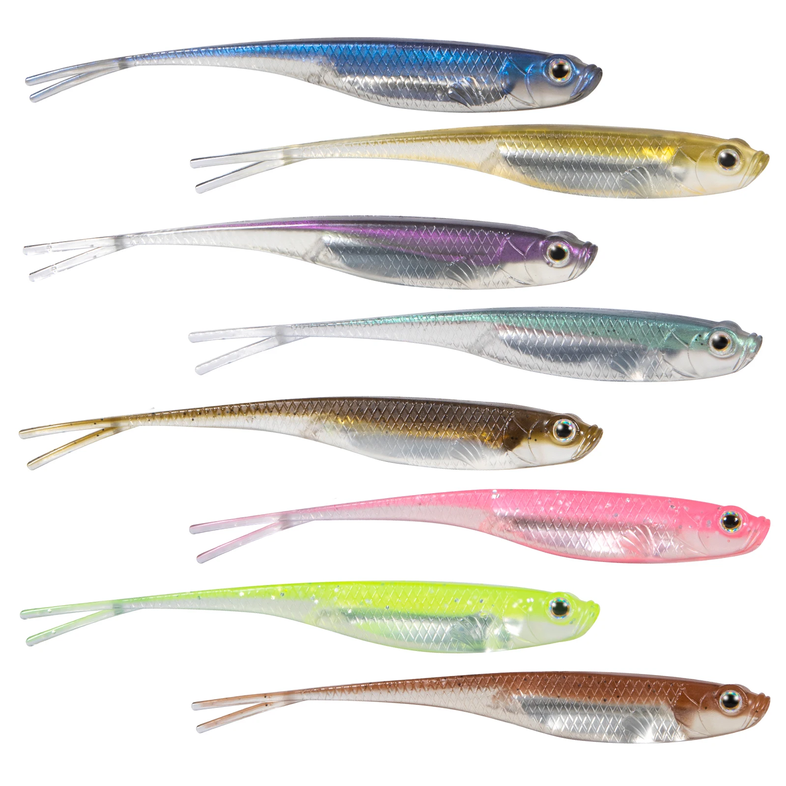 Dr.Fish 5/6pcs 낚시 소프트 루어 플라스틱 바닷물 포크 테일 드롭 샷 실리콘 소프트 미끼 웜베이스 송어 파이크 Walleye Weedless title=Dr.Fish 5/6pcs 낚시 소프트 루어 플라스틱 바닷물 포크 테일 드롭 샷 실리콘 소프트 미끼 웜베이스 송어 파이크 Walleye Weedless 