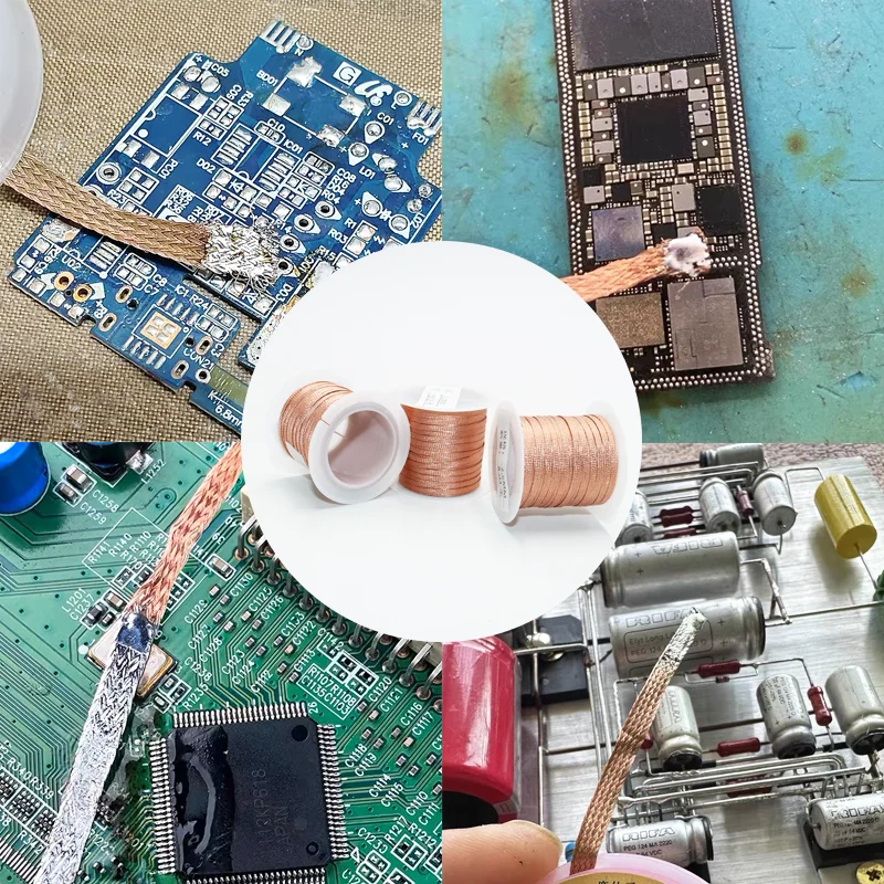 길이 15/8M 강력한 솔더 심지 디 솔더링 구리 와이어 메쉬 브레이드 폭 2/2.5/3.0mm PCB BGA 리무버 주석 용접 납땜 도구