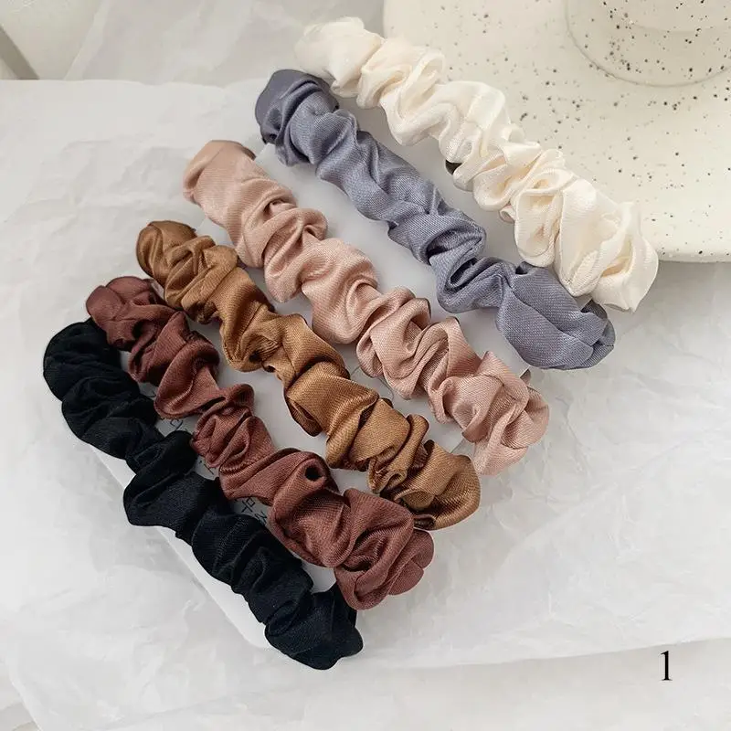 6 개/대 여자 패션 실크 새틴 Scrunchies 솔리드 컬러 헤어 로프 포니 테일 홀더 탄성 헤어 밴드 헤어 넥타이 헤어 액세서리