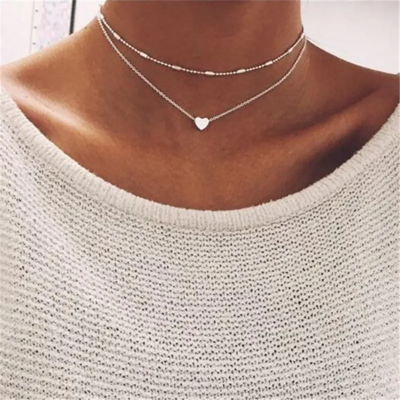 여성을위한 작은 하트 초커 목걸이 실버 컬러 체인 목에 작은 사랑 목걸이 펜던트 보헤미안 Chocker 목걸이 쥬얼리 title=여성을위한 작은 하트 초커 목걸이 실버 컬러 체인 목에 작은 사랑 목걸이 펜던트 보헤미안 Chocker 목걸이 쥬얼리 