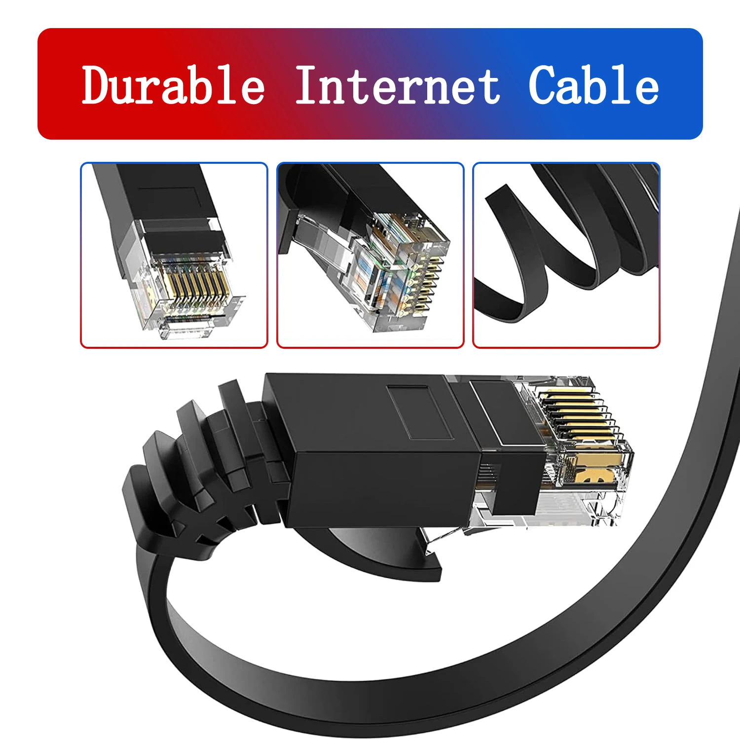 HENGSUR CAT6 이더넷 케이블 5M 10M 20M 30M 플랫 인터넷 네트워크 케이블 RJ45 패치 코드 LAN 라우터 모뎀 케이블 이더넷 Cat6