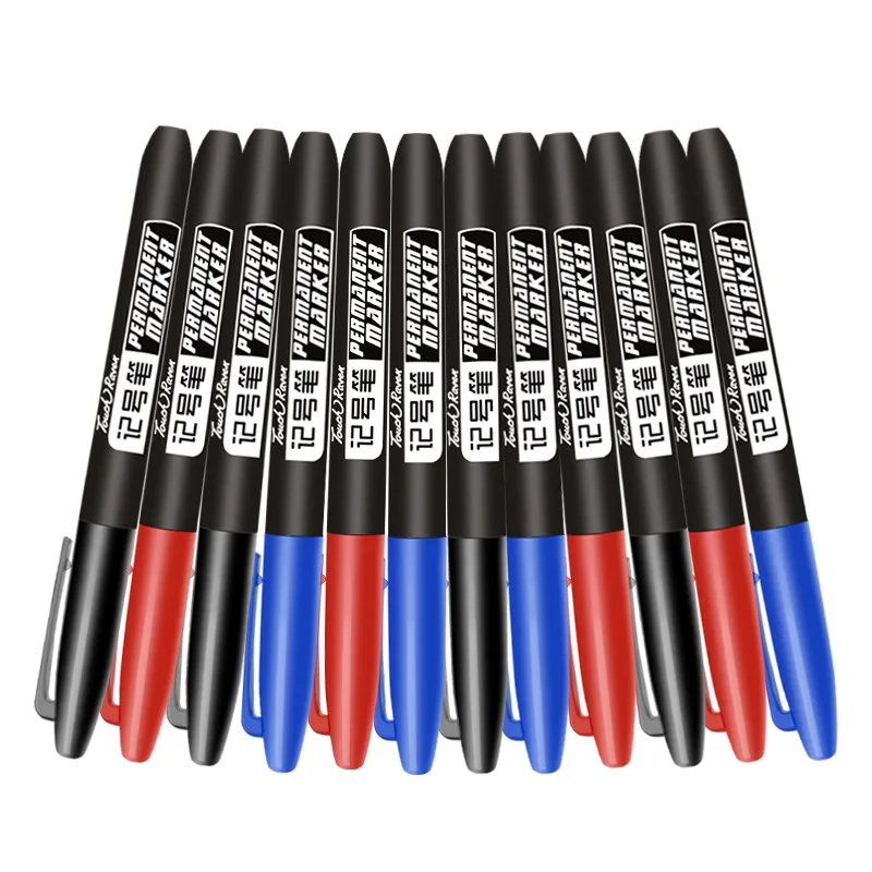 3 개/대 영구 마커 펜 방수 잉크 파인 포인트 블랙 블루 레드 오일 잉크 1.5mm 라운드 발가락 파인 컬러 마커 펜