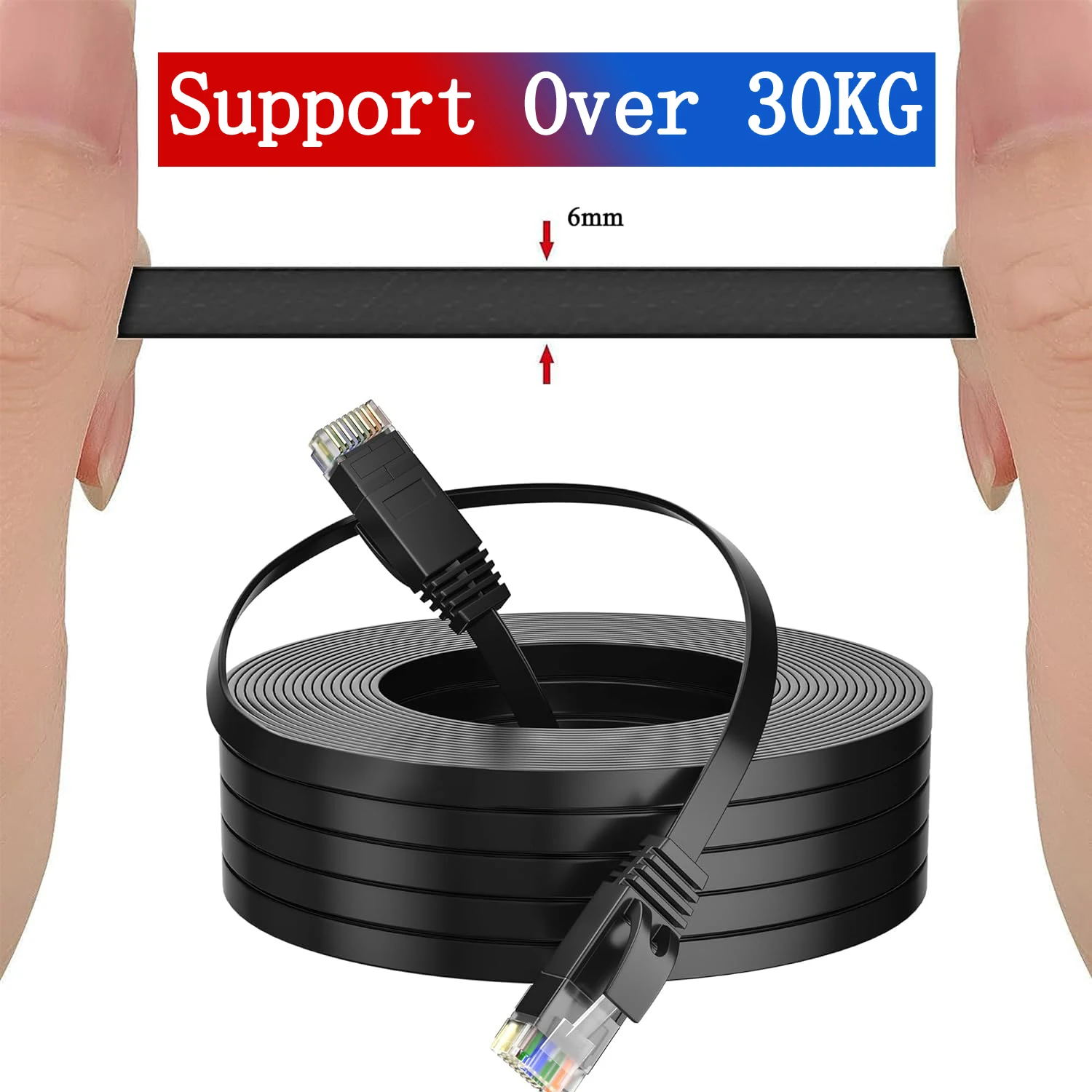 HENGSUR CAT6 이더넷 케이블 5M 10M 20M 30M 플랫 인터넷 네트워크 케이블 RJ45 패치 코드 LAN 라우터 모뎀 케이블 이더넷 Cat6