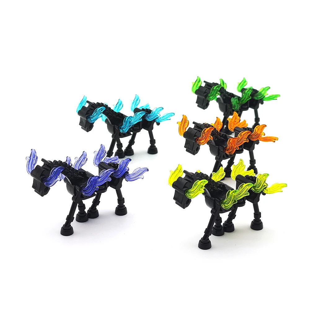 MOC 할로윈 해골 육군 미니 인형 빌딩 블록 DIY 조립 빌딩 블록 캐릭터 인형 해골 말 장식품 장난감