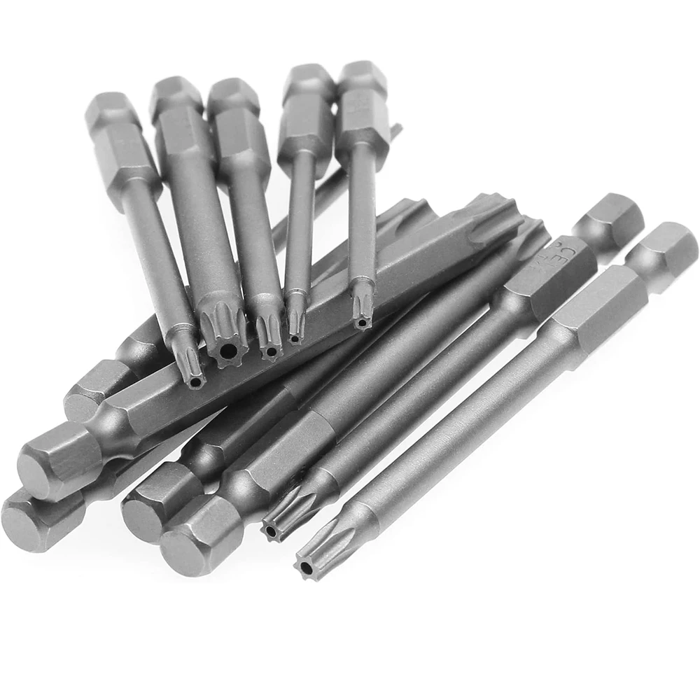 11 PCS Torx 보안 비트 세트 S2 강철 자기 보안 스크루 드라이버 세트 상어 진공 T6-T40 용 50/100mm 스타 스크루 드라이버 세트
