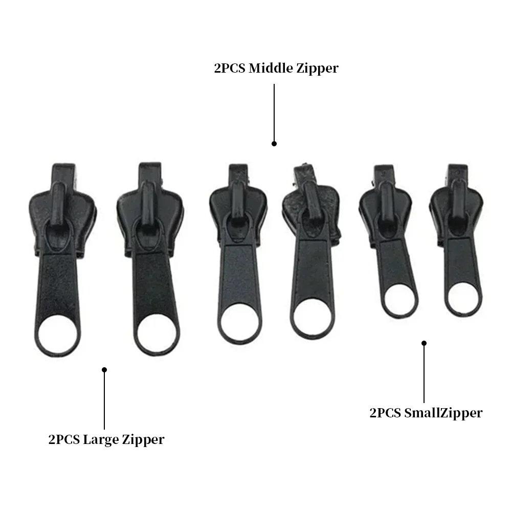 24/12/6Pcs 새로운 인스턴트 지퍼 유니버설 인스턴트 수정 지퍼 수리 키트 교체 우편 슬라이더 치아 구조 DIY 바느질을위한 새로운 디자인