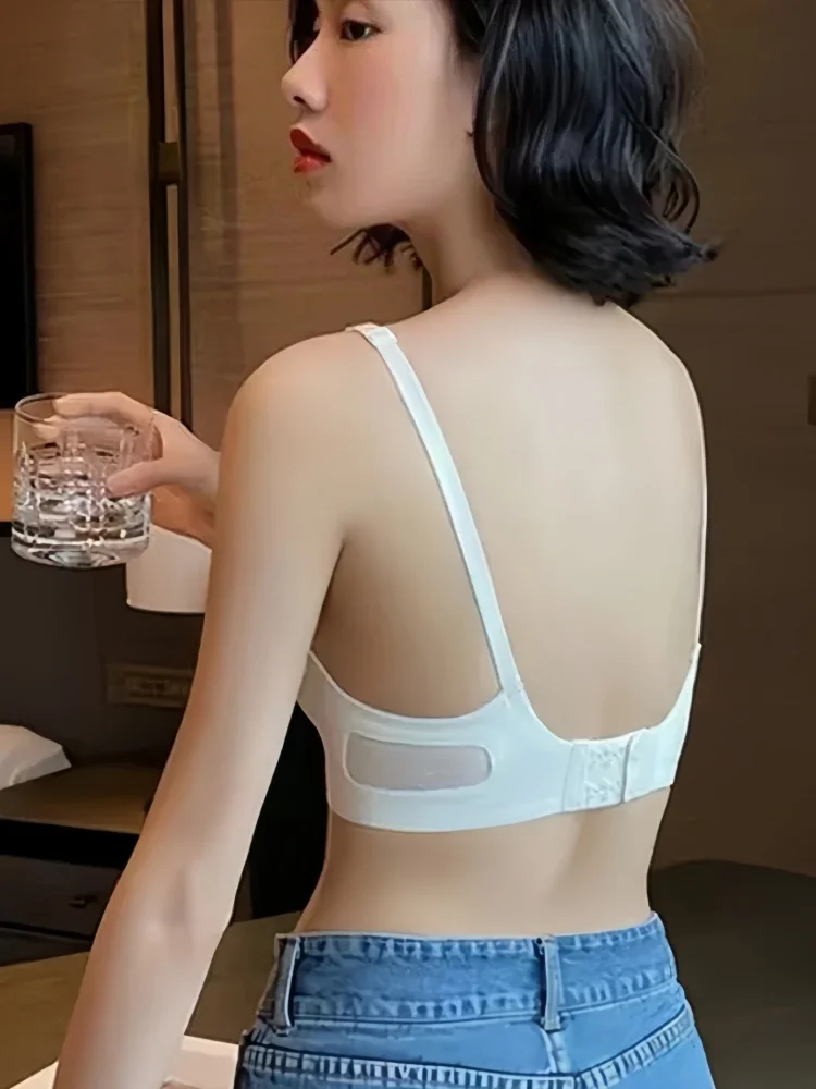 여성을위한 원활한 브래지어 무선 브래지어는 깊은 V 광택 속옷을 밀어 여성 Bralette 보이지 않는 패딩 Brasiere 섹시한 란제리
