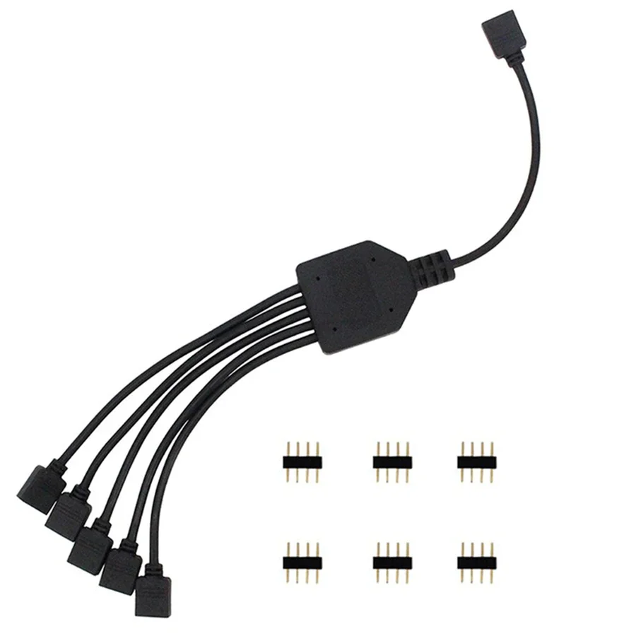 4 핀 RGB LED 테이프 커넥터 1 ~ 1 2 3 4 5 플러그 전원 분배기 케이블 RGB Led 스트립 라이트 용 4 핀 바늘 암 커넥터 와이어