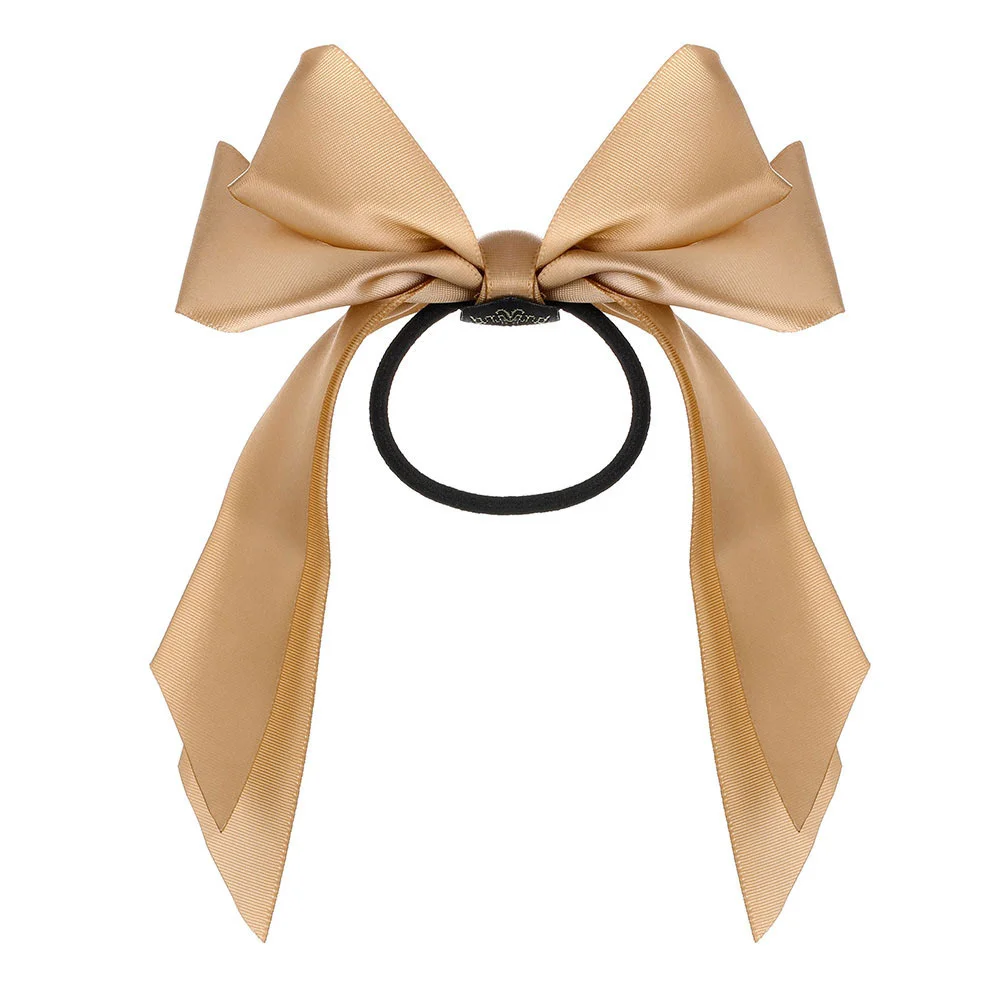 한국어 BowKnot 헤어 타이 Scrunchies 여성용 패션 긴 리본 탄성 헤어 밴드 보우 포니 테일 넥타이 헤어 액세서리
