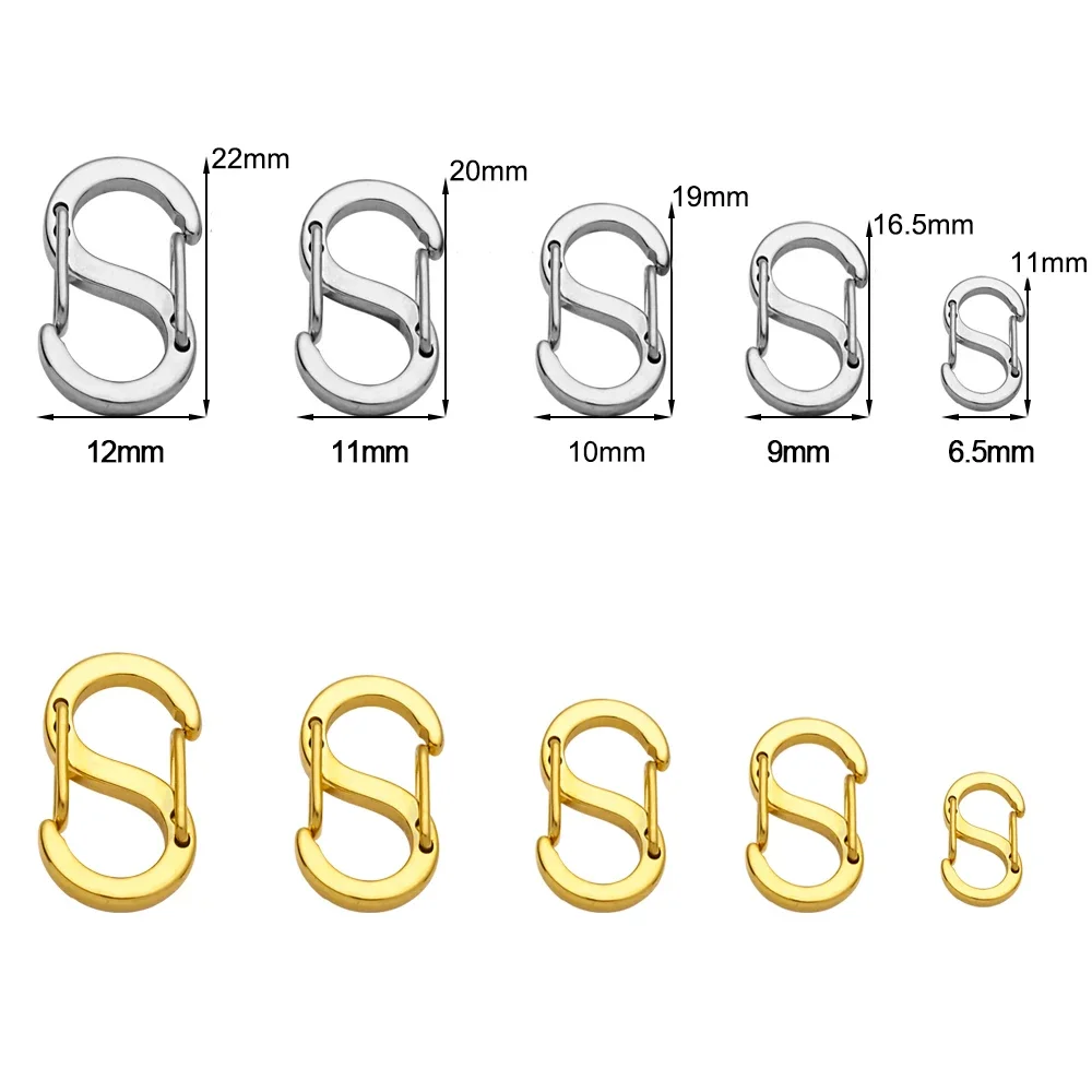 2-5pcs 스테인레스 스틸 세련 된 편지 S 버클 골드 도금 랍스터 걸쇠 후크 커넥터 목걸이 DIY 쥬얼리 만들기 용품