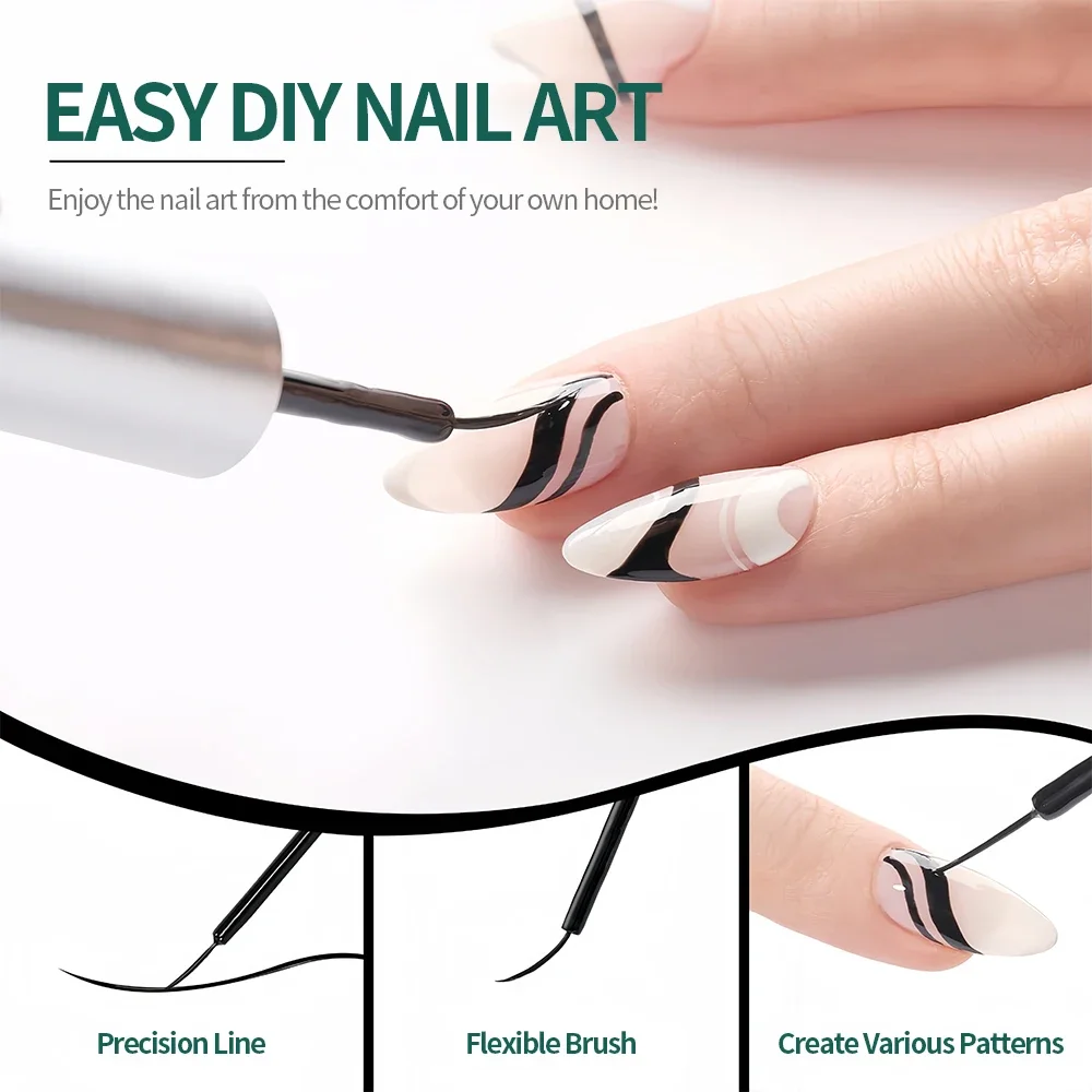 NAILPOP 젤 매니큐어 라이너 8ML 5 색 네일 아트 페인트 젤 프랑스어 팁 소용돌이 DIY 매니큐어 브러쉬로 UV 경화 담그기