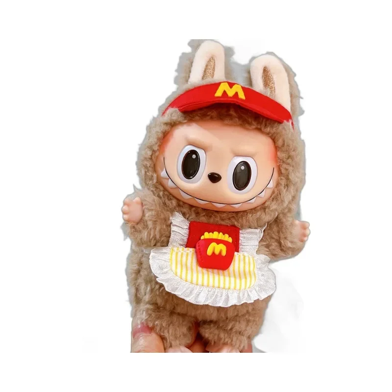 Labubu 17cm 옷 복장 액세서리 Labubu 인형 의류 아이 선물 감자 튀김 앞치마와 M 모자 EB19G