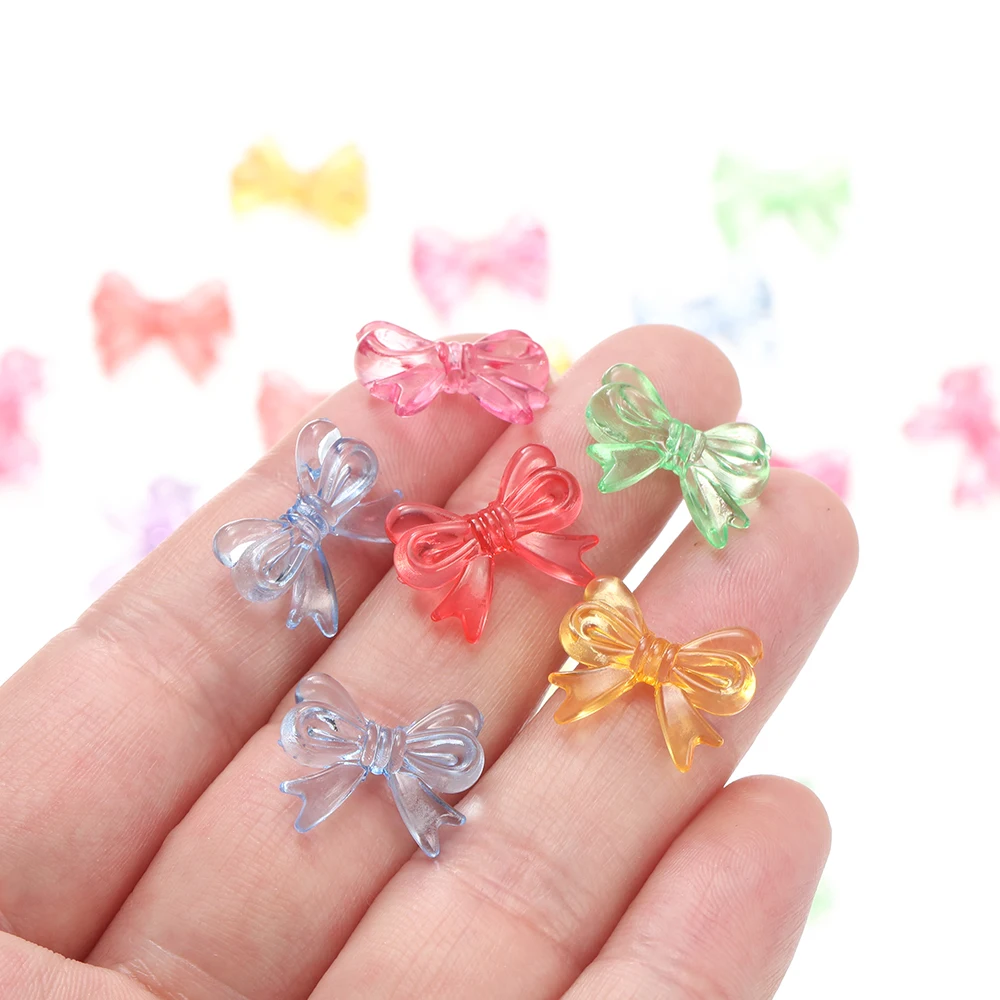 30 개/몫 14x18mm Bowknot 투명 활 스페이서 비즈 귀걸이 목걸이에 대한 매력 펜던트 만들기 보석 액세서리 만들기