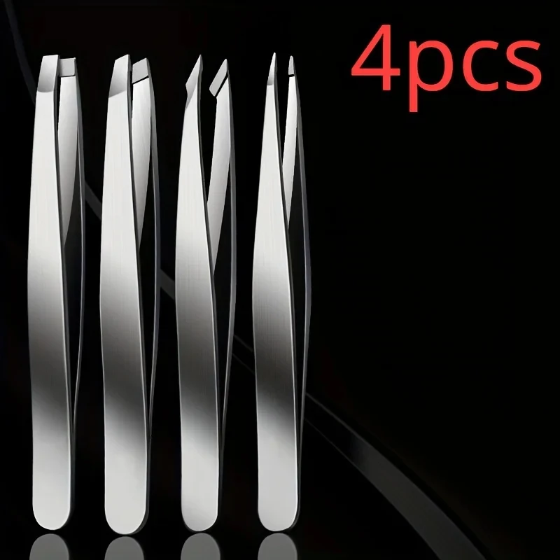 4피스 세트 전문 핀셋 세트 눈썹 제거에 완벽함 찌꺼기 제거가 매우 쉽고 편안합니다.