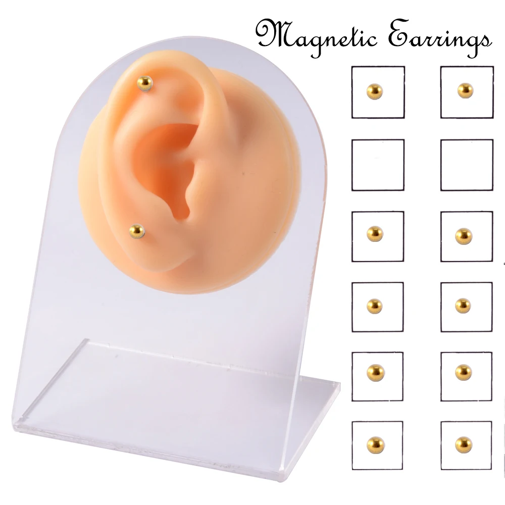 12PCS/카드 가짜 사기꾼 비 피어싱 자석 귀 Tragus 연골 립 Labret 스터드 코 링 쥬얼리 마그네틱 귀걸이