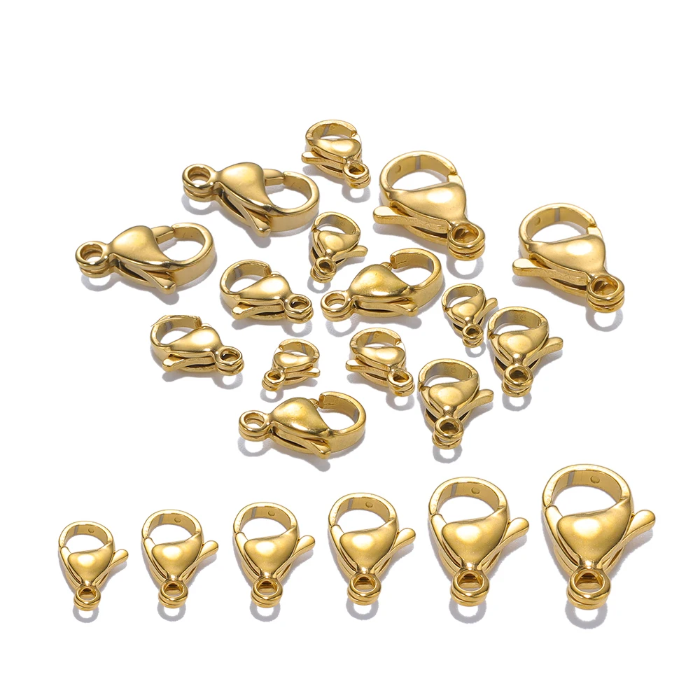 DIY 목걸이 팔찌 체인에 대 한 25pcs 18K 골드 스테인레스 스틸 랍스터 걸쇠 후크 패션 쥬얼리 결과 용품 만들기 title=DIY 목걸이 팔찌 체인에 대 한 25pcs 18K 골드 스테인레스 스틸 랍스터 걸쇠 후크 패션 쥬얼리 결과 용품 만들기 