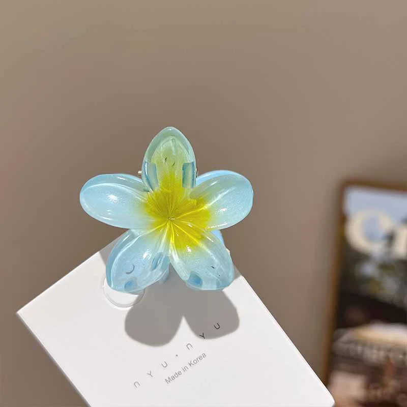 6Pcs 하와이 그라디언트 헤어 클립 꽃 머리 발톱 여성 작은 크기 패션 모자를 쓰고 있죠 머리핀 크랩 자용 헤어 액세서리