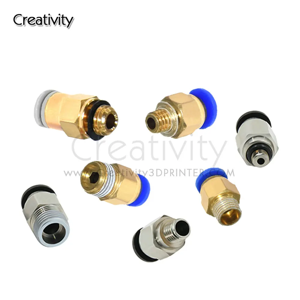 창의성 3D PC4-M6 PC4-M5 PC4-01 PC6-01 공압 직선 커넥터 부품 보어 4mm PTFE 튜브 필라멘트 M6 피드 피팅 커플러