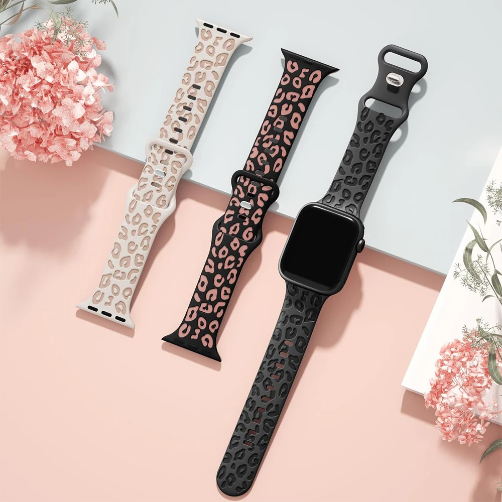 Apple Watch 밴드 용 새겨진 스트랩 45mm 44mm 46mm 42mm 41mm 40mm 49mm 실리콘 Correa 팔찌 시리즈 8 9 10 7 SE 6 5 4 Ultra 2