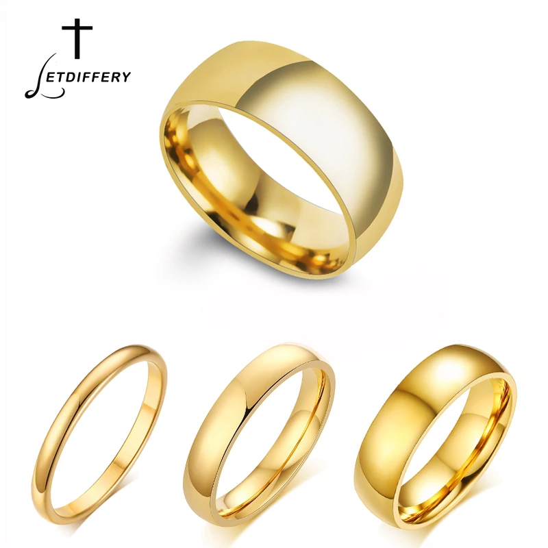 Letdivery 심플 스테인레스 스틸 결혼 반지, 금색 부드러운 여성 커플 반지, 패션 쥬얼리, 2mm, 4mm, 6mm, 8mm title=Letdivery 심플 스테인레스 스틸 결혼 반지, 금색 부드러운 여성 커플 반지, 패션 쥬얼리, 2mm, 4mm, 6mm, 8mm 