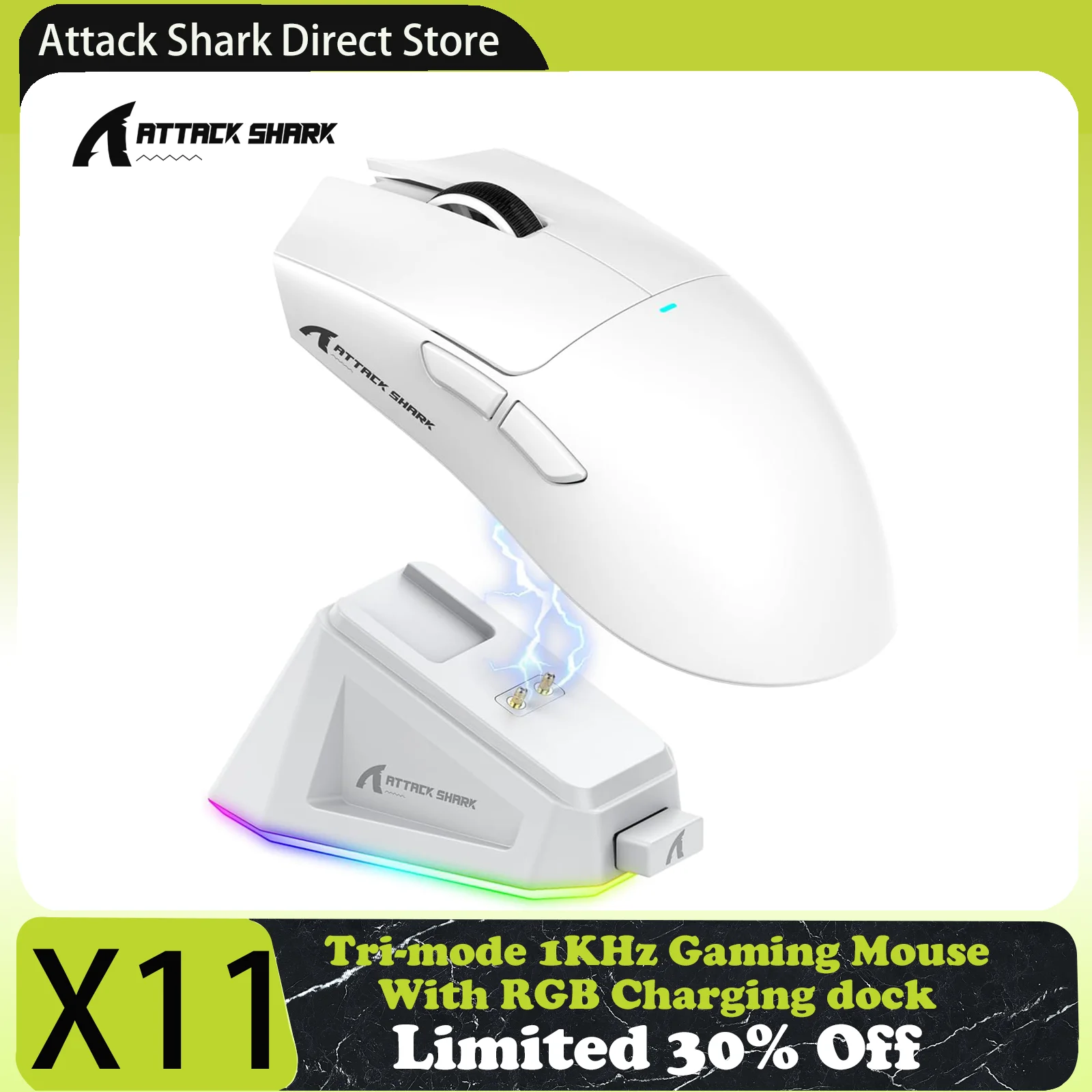 Attack Shark X11 자기 충전 도크가 있는 3중 모드 게이밍 마우스, PixArt PAW3311 센서, 22K DPI, BT/2.4Ghz/유선, PC/MAC용 title=Attack Shark X11 자기 충전 도크가 있는 3중 모드 게이밍 마우스, PixArt PAW3311 센서, 22K DPI, BT/2.4Ghz/유선, PC/MAC용 