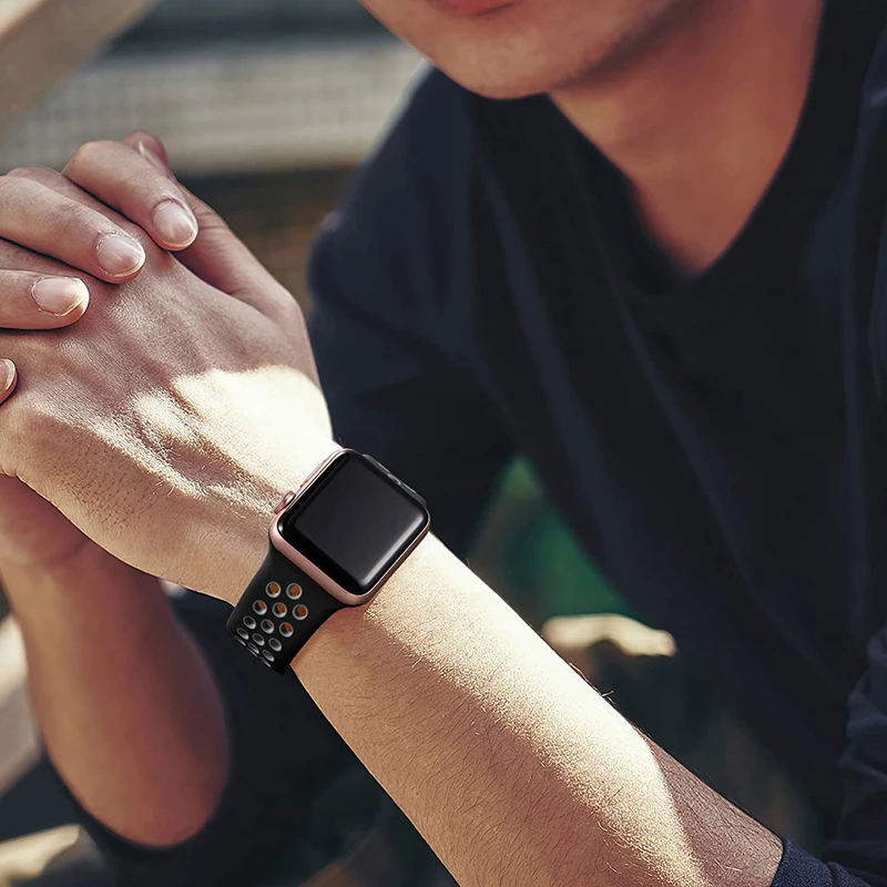 애플 워치 밴드용 스포츠 스트랩, 통기성 팔찌, iWatch 시리즈 10, 9, 8, 7, 6, SE, 5, 3, 울트라 2, 49mm, 46mm, 44mm, 40mm, 42-38-41mm, 45mm
