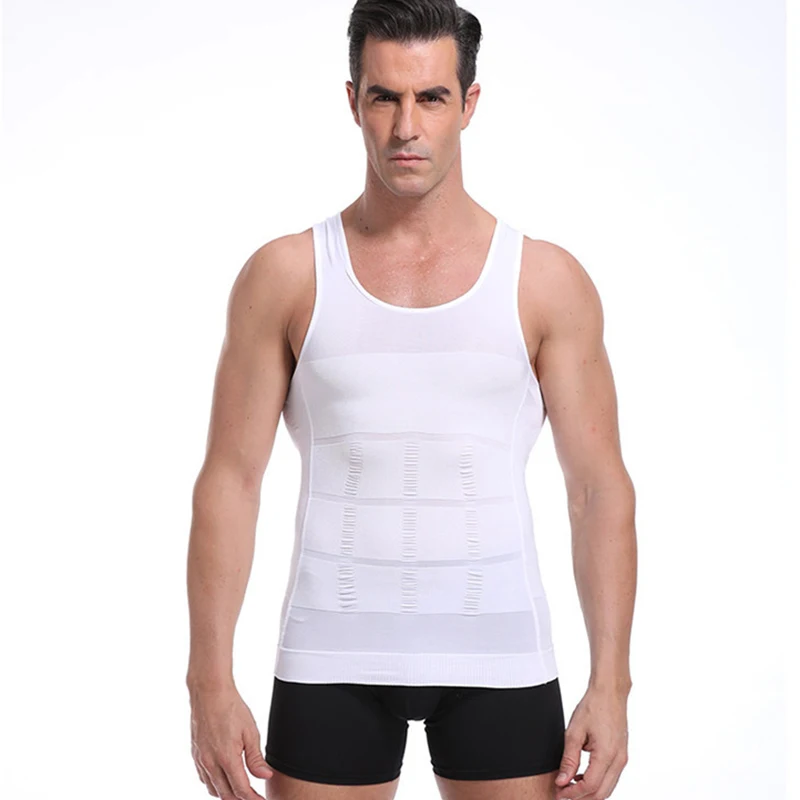 남성 Shapewear 슬리밍 바디 코르셋 조끼 셔츠 압축 복부 배꼽 컨트롤 슬림 허리 Cincher 속옷 스포츠 조끼