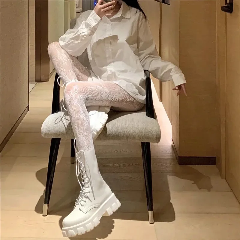 고딕 Fishnet 스타킹 블랙 스타킹 여성 섹시한 나일론 쉬어 팬티 스타킹 로리타 속이 빈 꽃 레이스 팬티 스타킹 코스프레 플러스 사이즈