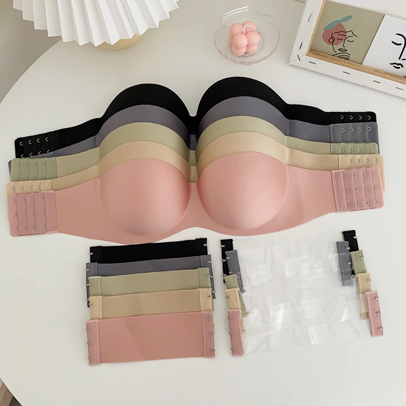 FINETOO 프론트 클로저 섹시한 푸시 업 브래지어 여성 보이지 않는 브래지어 속옷 란제리 여성 브래지어 Strapless Seamless Bralette