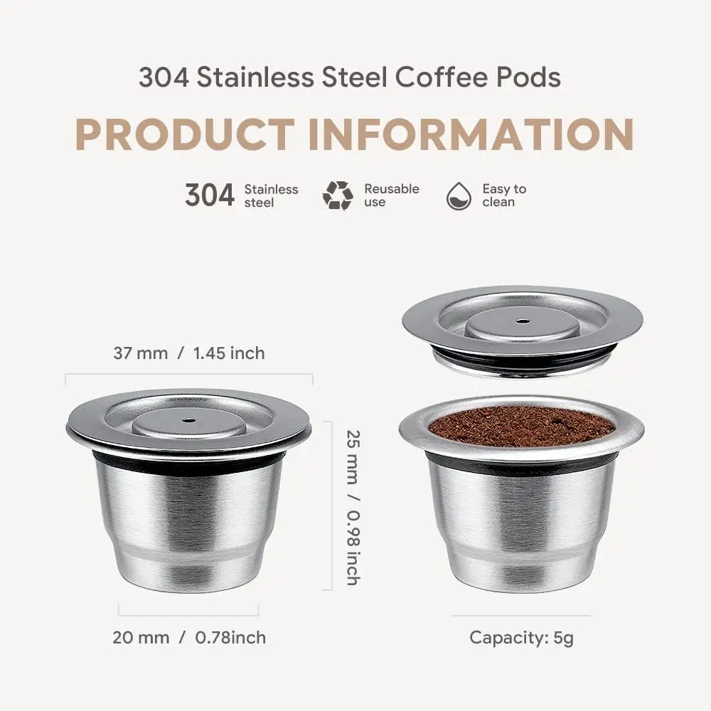 재사용 가능한 네스프레소 커피 캡슐 컵 스테인레스 스틸 리필 형 커피 캡슐 리필 필터 Coffeeware